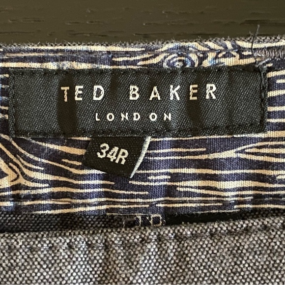 Ted Baker London Mens 34R Gray Khaki Cotton Blend Modern Pants - Picture 4 of 8